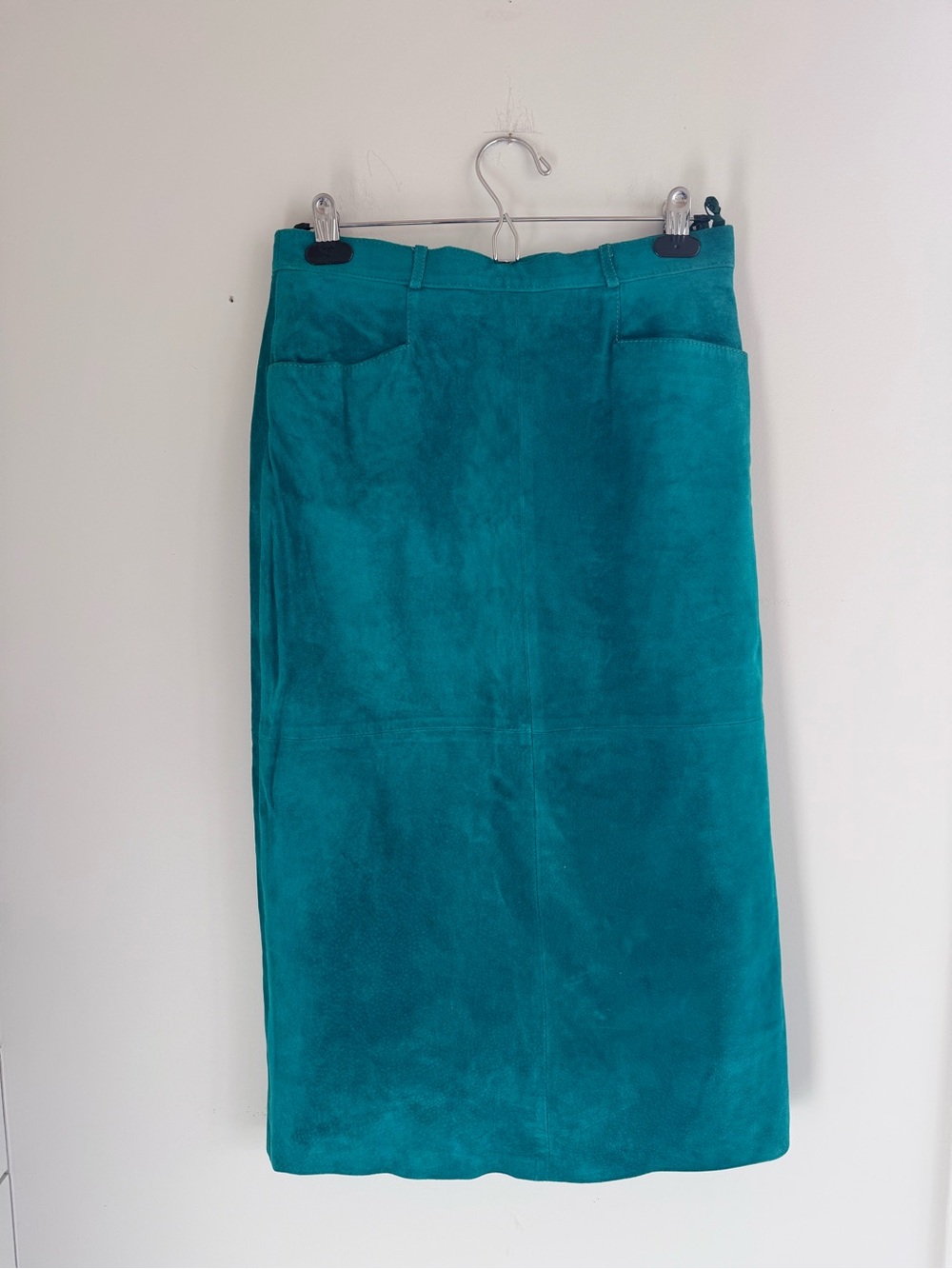 Vintage Teal Suede Pencil Skirt